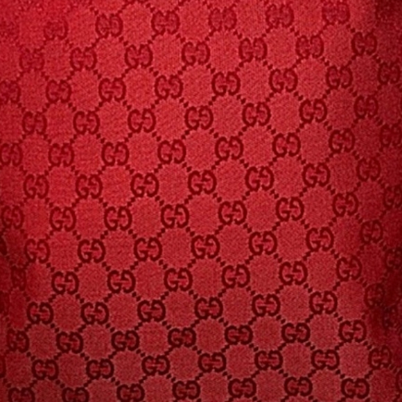 Gucci Red Denim Canvas Tote With Leather Handles & EUC Large - Picture 8 of 10